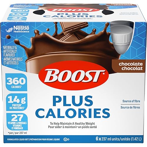 BOOST PLUS Complete Nutrition Drink, Chocolate, 6x237ml Bottles, Case Pack of 4, Packaging May Vary - Nutrition Drink