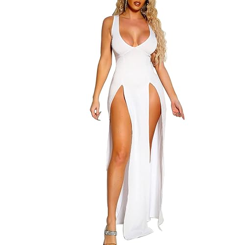 Sexy Sleeveless Bodycon Maxi Dress - White