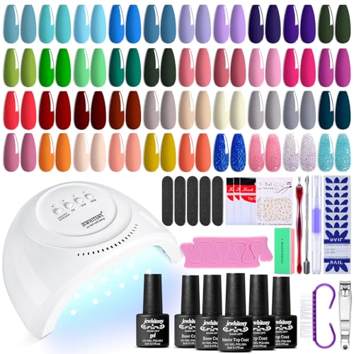 JEWHITENY 43PCS Gel Nail Polish Kit with U V Light 120W LED Nail Lamp 40 Colors Gel Nail Polish Set Manicure Tools All-In-One Nail Gel Kit for Men and Women - 40+3 Nail set-1