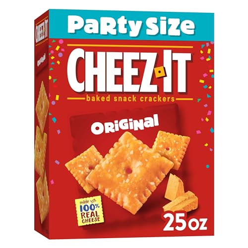Cheez-It Cheese Crackers, Baked Snack Crackers, Lunch Snacks, Party Size, Original, 25oz Box (1 Box) - Original - 1.56 Pound (Pack of 1)