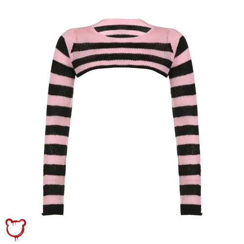 Cute Pink and Black Knit Top - Pink / M