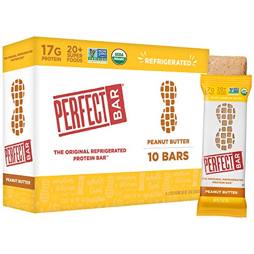 Perfect Bar Peanut Butter Protein Bar, High Protein, Organic, Gluten Free, Soy Free, Non GMO, No Sugar Alcohols, 2.5 Ounce Bars, 10 Count - Peanut Butter - 10 Count (Pack of 1)