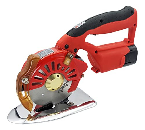 Hercules RK-BAT-100 5-Speed Cordless Electric Rotary Cutter for Cloth, Leather, Natural and Synthetic Fabrics – 4 Inch Single & Multi-Layer Round Knife Cutting Machine - Cordless DC