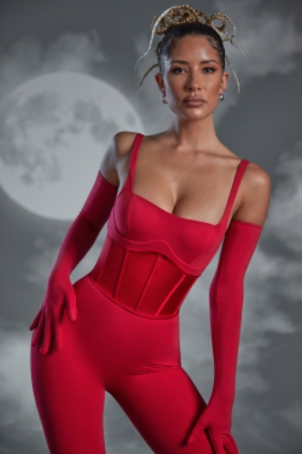 Hand Stitched Waist Cincher Corset in Red | One Size