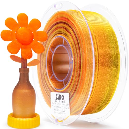 ZIRO PLA Filament 1.75mm, Fast Color Changing Twinkling PLA, Sparkle Glitter with Colorful Transluent PLA Base, 3D Printing Material,1kg/2.2lbs Spool, Fit Most FDM Printers, Flower Series, Sunflower - Sunflower