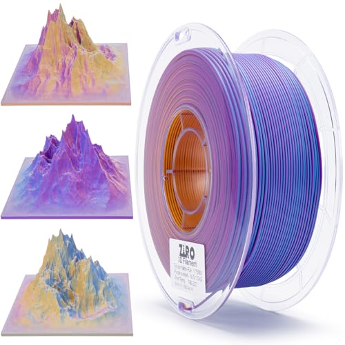 ZIRO PLA Filament 1.75mm, Matte Multicolors 3D Printer Filament, Color Change with Angle, Tri-Colors 3-in-1 Chrome, Dimensional Accuracy +/-0.03mm, Fit Most FDM 3D Printers,1KG Spool, Purple Sunset - Purple Sunset (Matte)