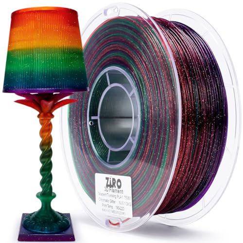 ZIRO Fast Color Changing Twinkling PLA, PLA Filament 1.75mm, Sparkle Glitter with Colorful Transluent PLA, 3D Printing Material,1kg Spool, Dimensional Accuracy +/-0.03mm, Chromatic Glitter - Chromatic Glitter