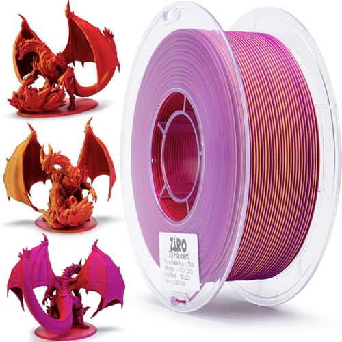 ZIRO PLA Filament 1.75mm, Matte Multicolors 3D Printer Filament, Color Change with Angle, Tri-Colors 3-in-1 Chrome, Dimensional Accuracy +/-0.03mm, Fit Most FDM Printers,2.2lbs Matte Spool, Afterglow - Afterglow(matte)