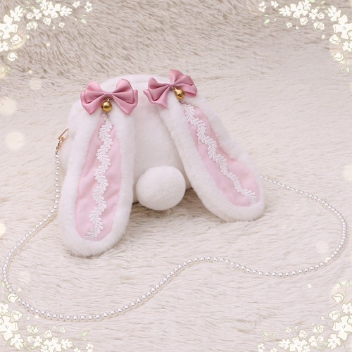 Easter Bunny Crossbody Handbag - Plush Lolita Rabbit Bag - Pink