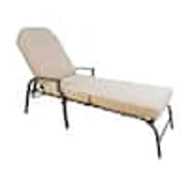 Maya Dark Brown 1-Piece Metal Outdoor Chaise Lounge with Beige Color Cushion