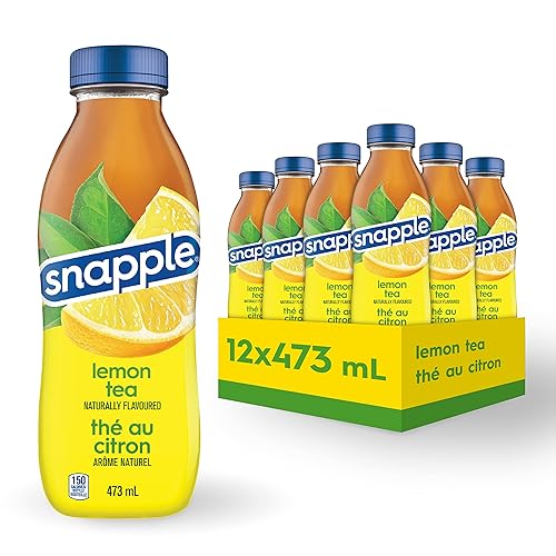 Snapple Naturally Flavoured, Lemon Tea, 473mL, 12-Count (Packaging may vary) - Lemon Tea - 1 Count (Pack of 12)