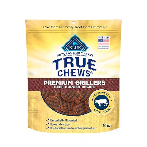 Blue Buffalo True Chews Dog Treats, Made in the USA with Natural Ingredients, Beef Burger Recipe, 10-oz Bag - Beef Burger - 10 Ounce (Pack of 1)