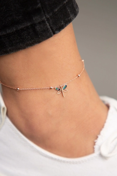 925 Sterling Silber Libelle Fußkettchen, Sommer Schmuck, Strand Schmuck, minimalistische Libelle Fußkettchen, Urlaubsgeschenk, Geschenk für sie, Fußkettchen