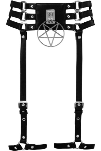 Baby Hex Suspender Belt [B] [PLUS] | 3XL-4XL / Black / 100% PU