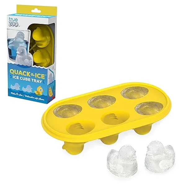 TrueZoo Quack the Ice Duck Ice Cube Tray, Novelty Animal Ice Mold, Large, Makes 6 Ice Cubes, Yellow, Set of 1 - Yellow - Quack the Ice Duck