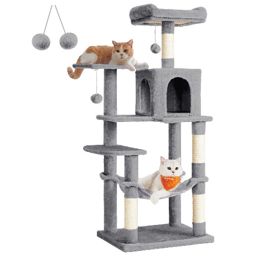 FEANDREA Cat tree with hammock and hiding spot