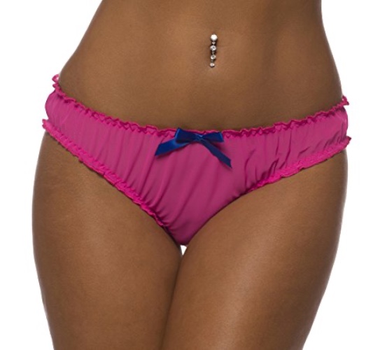 Velvet Kitten by Lingerie Diva Sexy Sheer Ruched Rene Ruffle Panty - Small-Medium - Pink