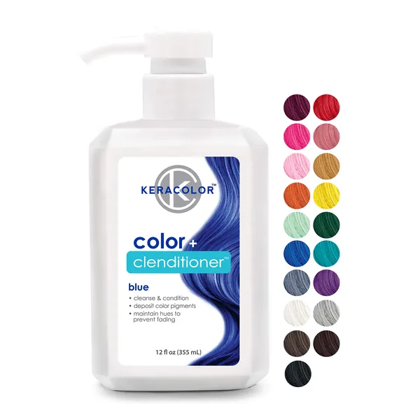 Keracolor Clenditioner Hair Dye (19 Colors) Semi Permanent Hair Color Depositing Conditioner - 12 Fl Oz Blue