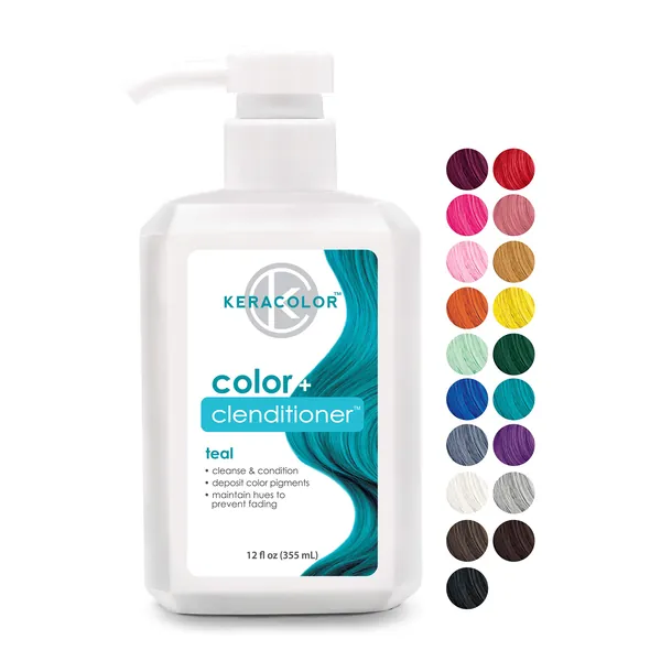 Keracolor Clenditioner Hair Dye (19 Colors) Semi Permanent Hair Color Depositing Conditioner - 12 Fl Oz Teal