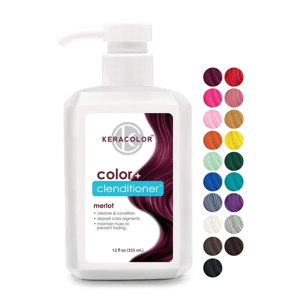 Keracolor Clenditioner Hair Dye (19 Colors) Semi Permanent Hair Color Depositing Conditioner - 12 Fl Oz Merlot