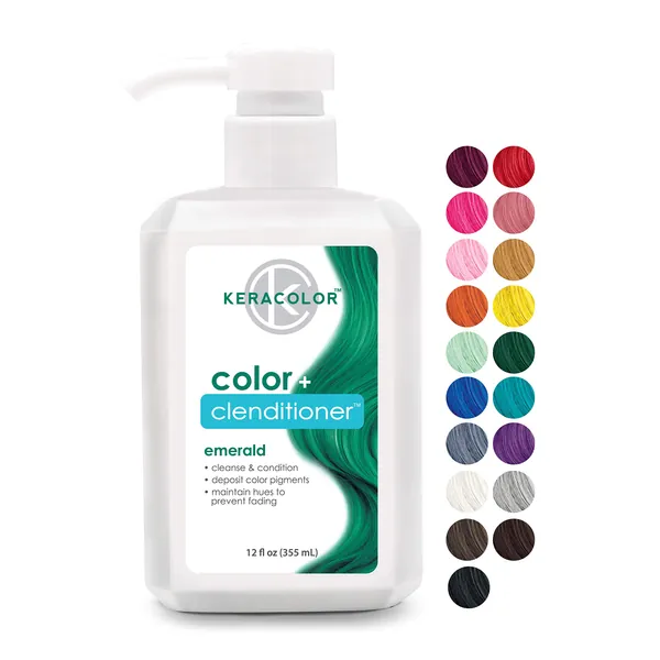 Keracolor Clenditioner Hair Dye (19 Colors) Semi Permanent Hair Color Depositing Conditioner - 12 Fl Oz Emerald