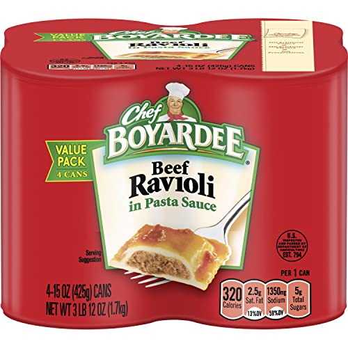Chef Boyardee Beef Ravioli, 15 oz, 4 Pack - Beef Ravioli - 15 Ounce (Pack of 4)