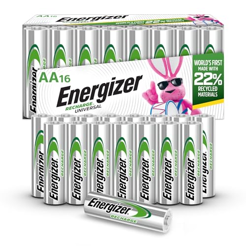 Energizer Rechargeable AA Batteries, Recharge Universal Double A Battery Pre-Charged, 16 Count - AA - 16 COUNT