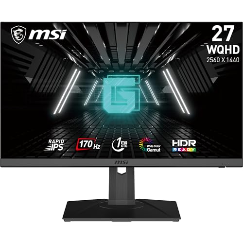 MSI G272QPF, 27" Gaming Monitor, 2560 x 1440 (QHD), Rapid IPS, 1ms, 170Hz, G-Sync Compatible, HDR Ready, HDMI, Displayport, Tilt, Swivel, Height Adjustable, Pivot - MSI G272QPF