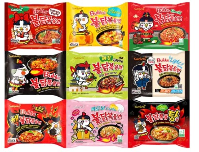 SPICEHUB Samyang Korean Assorted Top Spicy Ramen Noodle (Pack of 10)- ATLEAST 5 flavours
