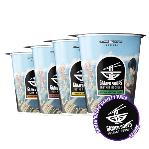 Gamer Soups Instant Noodles - Variety Pack (12 Cup Box)