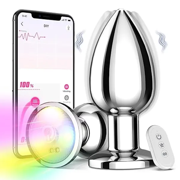 Yolodit Adult Sex Toys Anal Toys Vibrating Butt Plug with App Remote Control 10 Vibrating Modes, Anal Beads Prostate Massager, Anal Sex Toys Vibrator for Men and Women, Couples - Medium