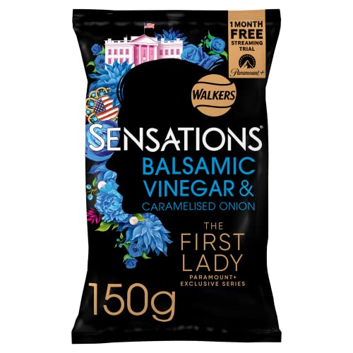 Sensations Balsamic Vinegar & Caramelised Onion Thick Cut Vegetarian Potato Crisps, Sharing Bag, 150g - Single