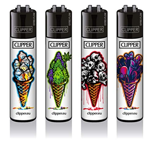 Sunmundo Clipper® Lighters Set of 4: Ice cream cones - All designs - Ice Cream Cones.