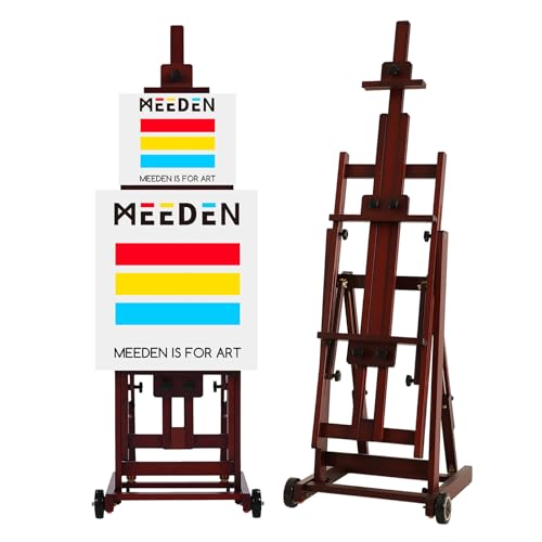 MEEDEN Artist Multi-Function Studio Easel, H-Frame Easel, Painting Easel for Adults, Artist Easel, Floor Easel, Beech Wood Studio Easel, Holds Canvas Art up to 77"(Walnut Color)