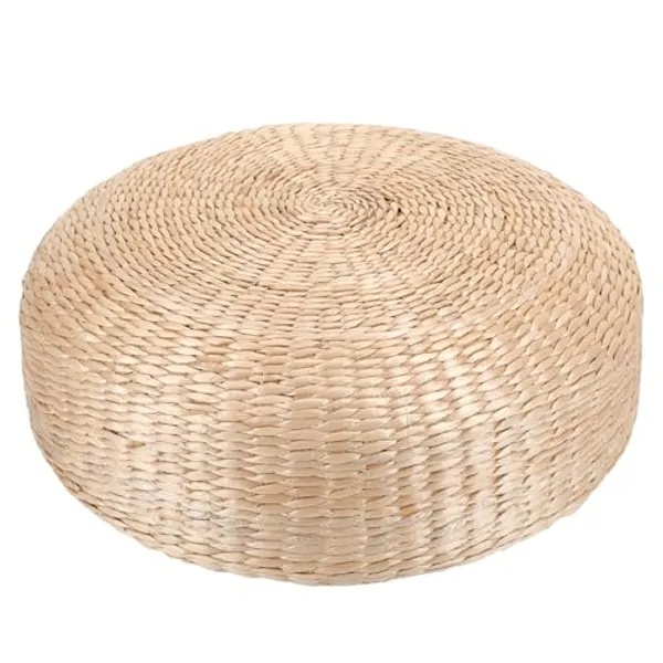 SHHKEJY Round Floor Cushion Sitting for Adults, Large Tatami Floor Pillow for Living Room, Hand Woven Straw Seat (16.7 Diameter x 6.5 Height)