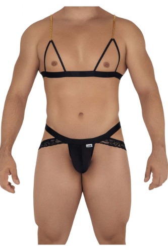 CandyMan 99582 Harness-Jockstrap Outfit - Black / S/M