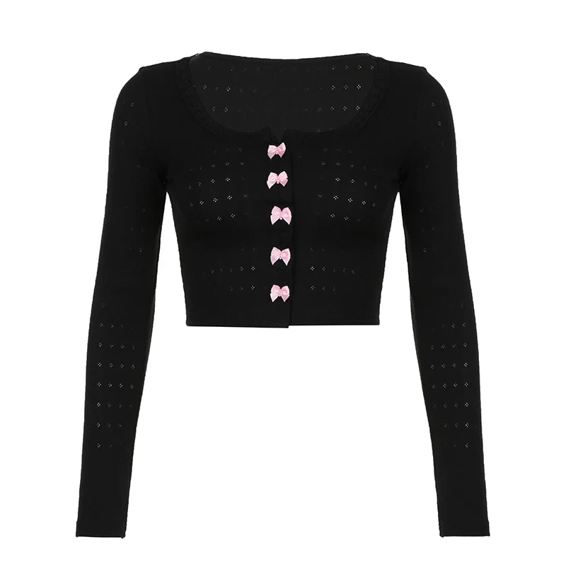 black longsleeve with pink bows