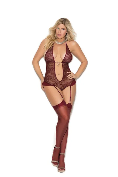 Fine Wine Plus Size Lace Teddy