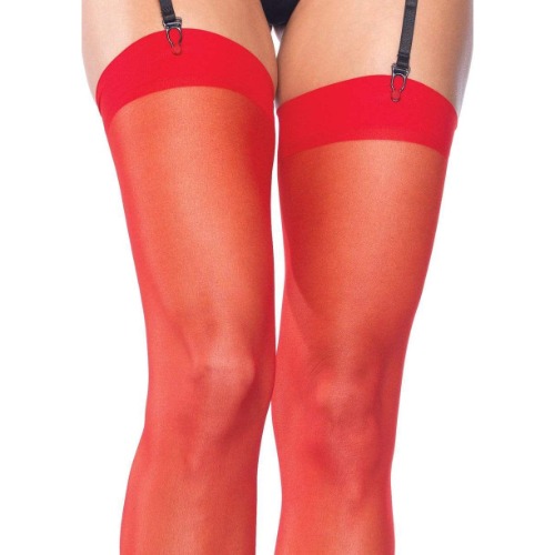 Plus Size Dex Sheer Stockings - Red