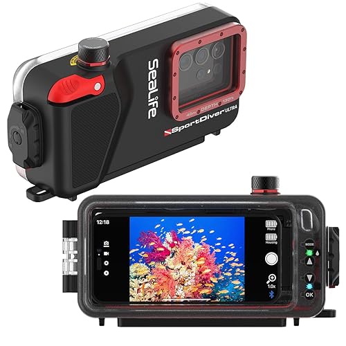 SeaLife SportDiver Ultra Underwater Smartphone Scuba Housing – Dive to 130', Waterproof Photography, Easy Camera Controls, with Leak Alarms, Fits Most Phones - Without Light
