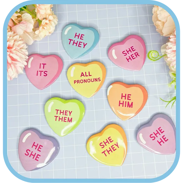 pronoun candy buttons