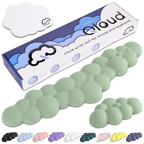 Qloud Cloud Wrist Rest Keyboard – Cloud Palm Rest Keyboard Rest Desk Cloud Wrist Pad – Keyboard Wrist Rest for Computer Keyboard Gaming Wrist Rest Cloud Arm Rest Keyboard Wrist Pad - Pastel Green - Pastel Green
