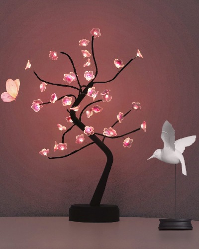 OTAVILEM Bonsai Tree Light, Tree Lamps for Living Room, Cute Night Light for House Decor, Good for Gifts, Home Decorations, Weddings, Christmas and More (Pink Cherry Blossom, 36 LED) - Black-Pink