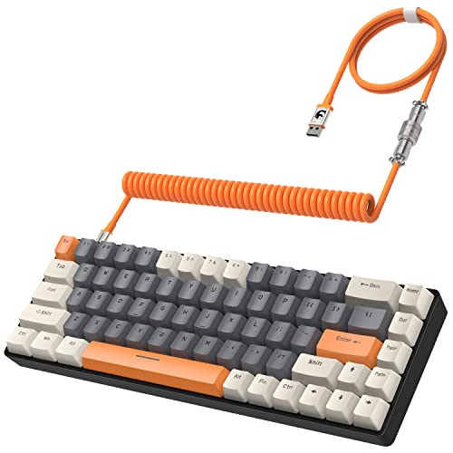 YINDIAO ZIYOULANG T8 60% Tastiera da Gioco Meccanica, Layout Compatto TKL 68 Tasti, Retroilluminata a 18 RGB, Interruttori Marroni, Anti-ghosting, Cavo USB-C Spirale Pro, per PC, Mac, PS4-Milk Shake - Milk Shake(Interruttori Marroni)