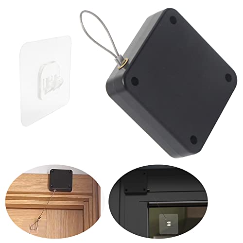 Chiudiporta Automatico, KINHARD Nessuna Perforazione Richiesta Chiudi Porta Porte Interne, Chiudiporta Residenziale con Coulisse per Tutti i Tipi di Leghe di Alluminio, Porte in Legno - le noir