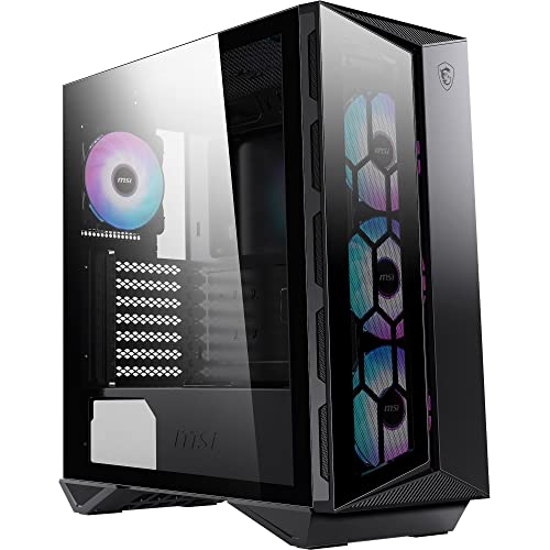 MSI MPG GUNGNIR 110R Mid-Tower Case PC Gaming (nero, 4 x 120 mm Ventole ARGB, USB 3.2 Gen2 Type-C, Pannello in vetro temperato, Filtro antipolvere magnetico, Mystic Light RGB, ATX, m-ATX, Mini-ITX) - 110R - Nero