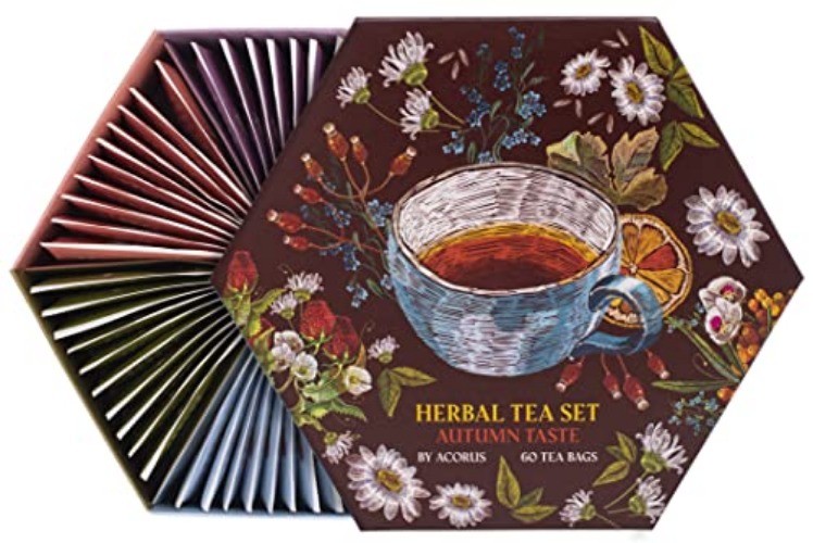 ACORUS | Autumn Taste Tea Set | Natural Tea Hamper Box Gift Set of 6 Flavors | Discover Rich Autumn Teas | Tea Gift Sets | Large Selection Box | 60 Herbal Tea Bags - Autumn Tea Set