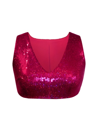 Ultra-Cropped Sequined Top - 6 / White Sequin