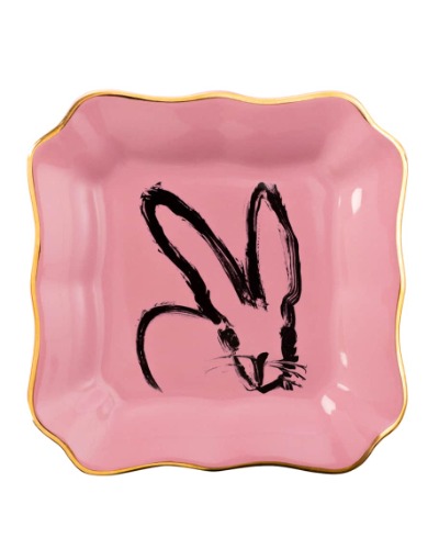 Portrait Plate with Gold Rim - Pink