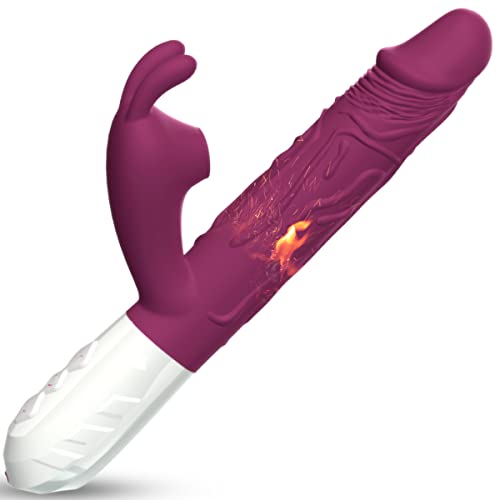 Realistic Rabbit Vibrator Dildo for Women Vaginal Health G Spot Vibrator with Bunny Ears 7 Vibrations,Waterproof Clitoral Stimulator for Beginners Heated Rechargeable Adult Sex Toys